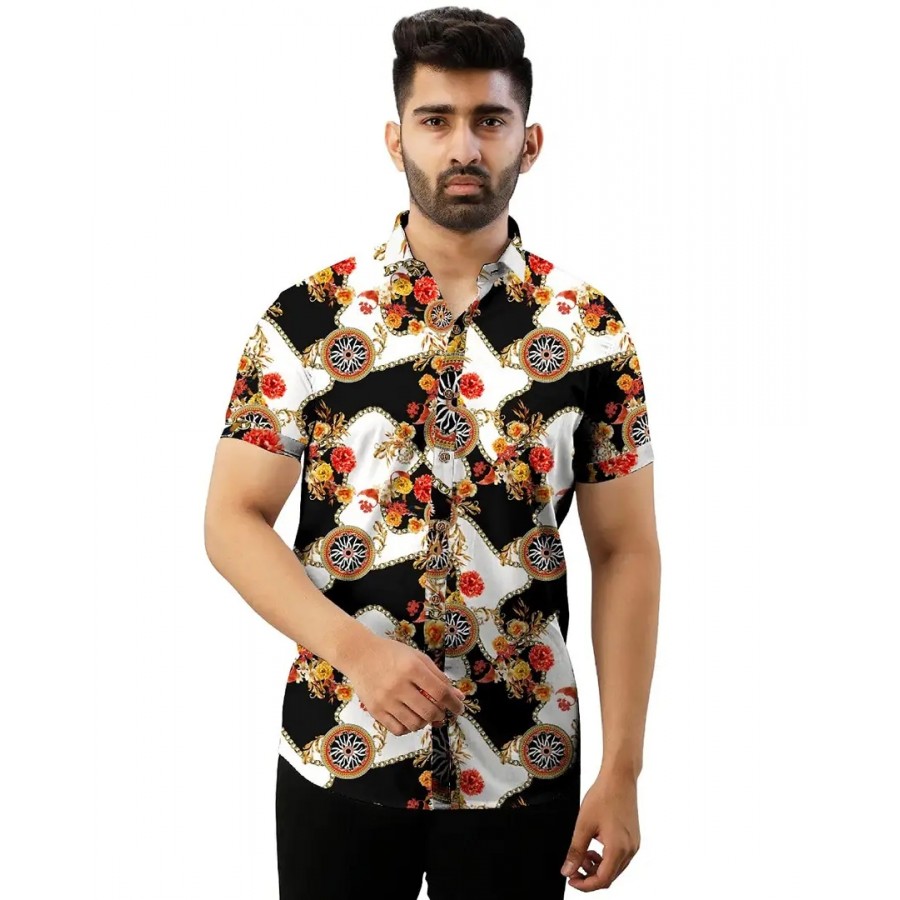 JEEVAAN - THE PERFECT FASHION Digital Printed Half Sleeves Shirts for Men, Fabric-Lycra