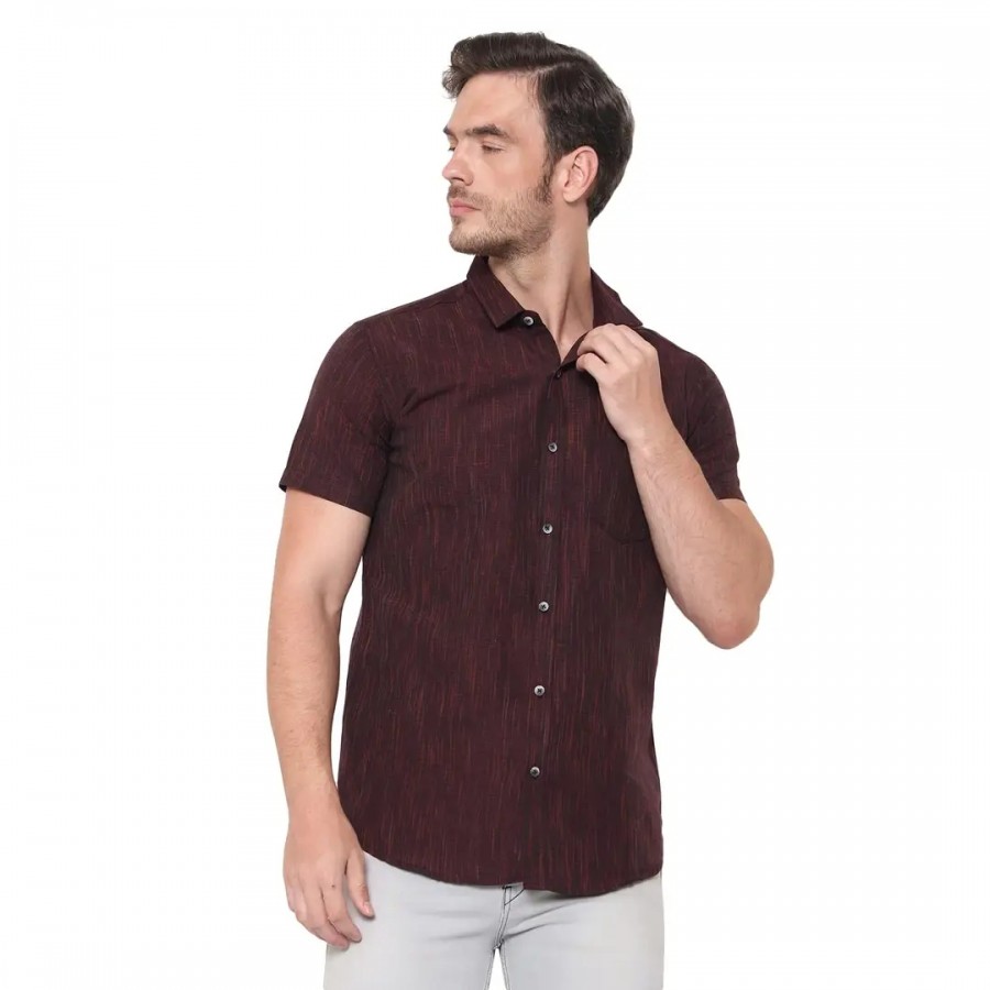 Latest Chikan Men's Cotton Textured Half Sleeves Shirt