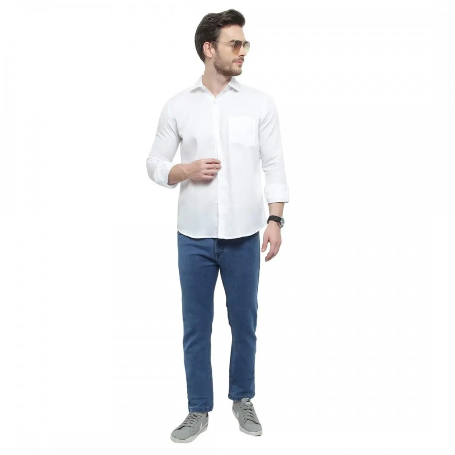 Latest Chikan Men's Regular Fit Full Sleeve Cotton Casual Shirt36 White