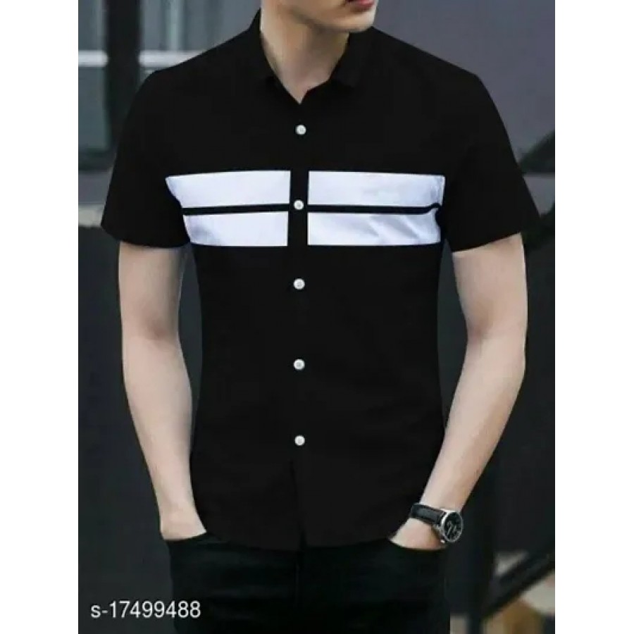 Man Black Half Sleeve Shirt