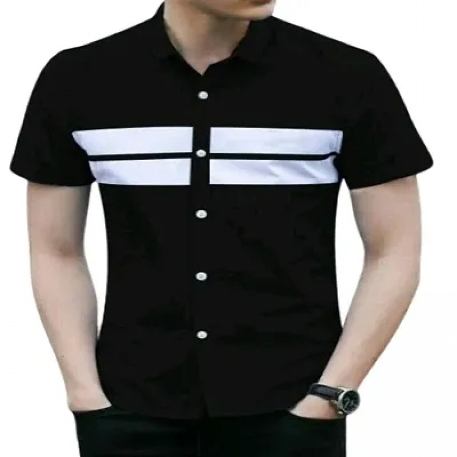 Man Half Sleeve Black Shirt