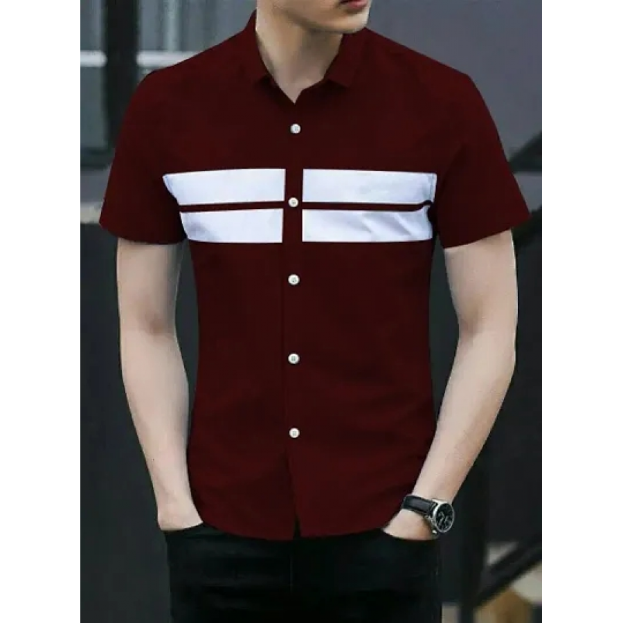 Maroon Cotton Blend Solid Casual Shirts For Men