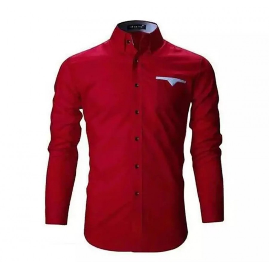 Maroon Cotton Casual Shirts For Men