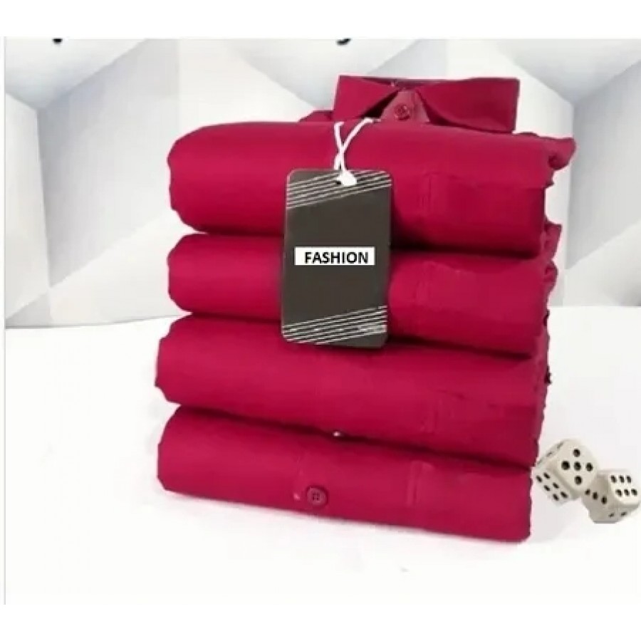 Maroon Cotton Solid Casual Shirts For Men