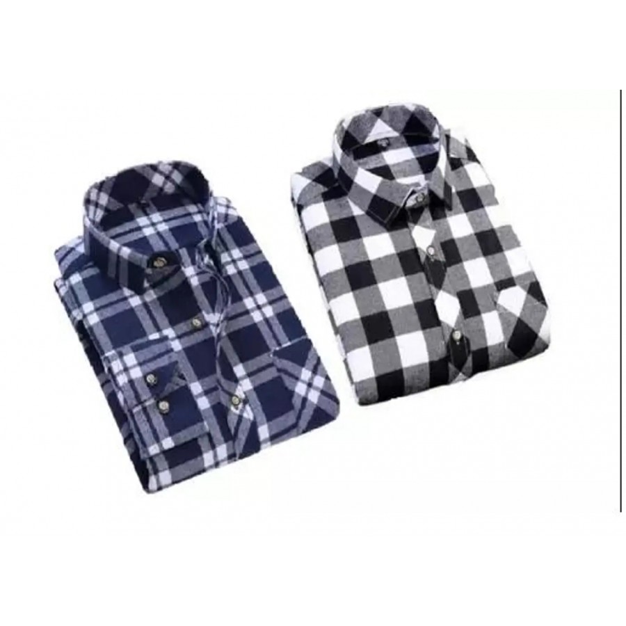 Men Combo Cotton Blend Checked Regular Fit Casual Shirt