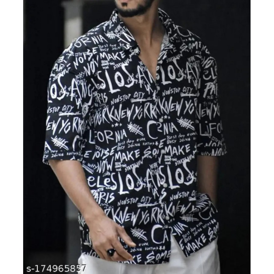 Men Cotton Blend Printed Casual Shirt