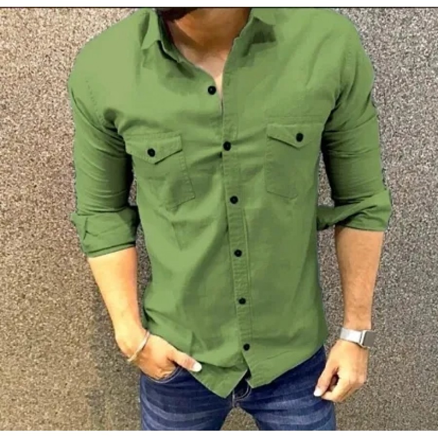 Men Cotton Blend Solid Casual Shirt