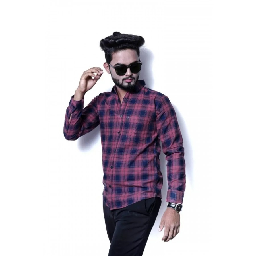 Men Cotton Checked Regular Fit Semi Casual Shirt