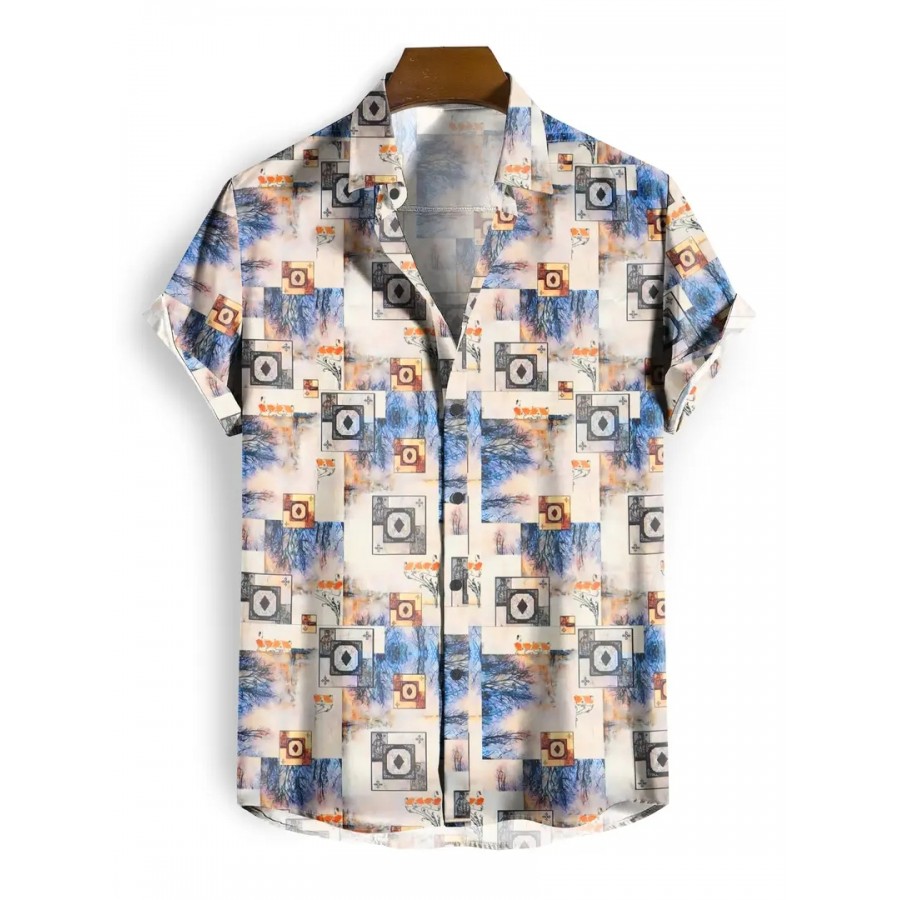 Men Regular Fit Printed Spread Collar Casual Shirt