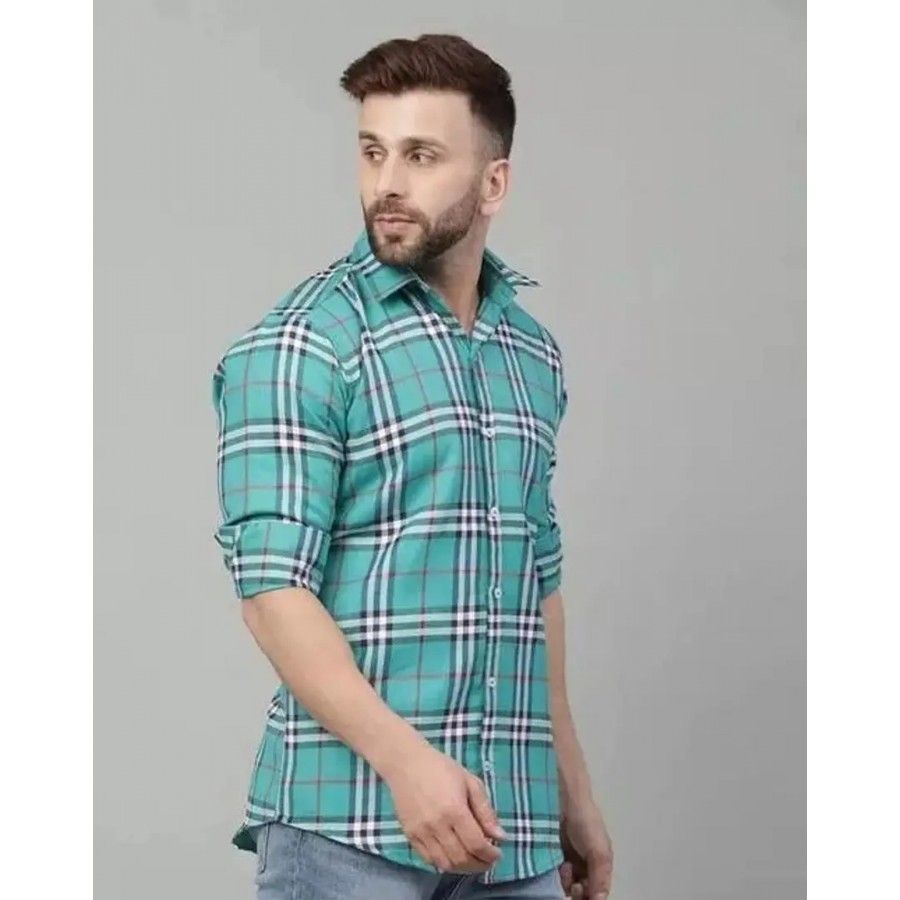 Men Cotton Blend Checked Regular Fit Casual Shirt