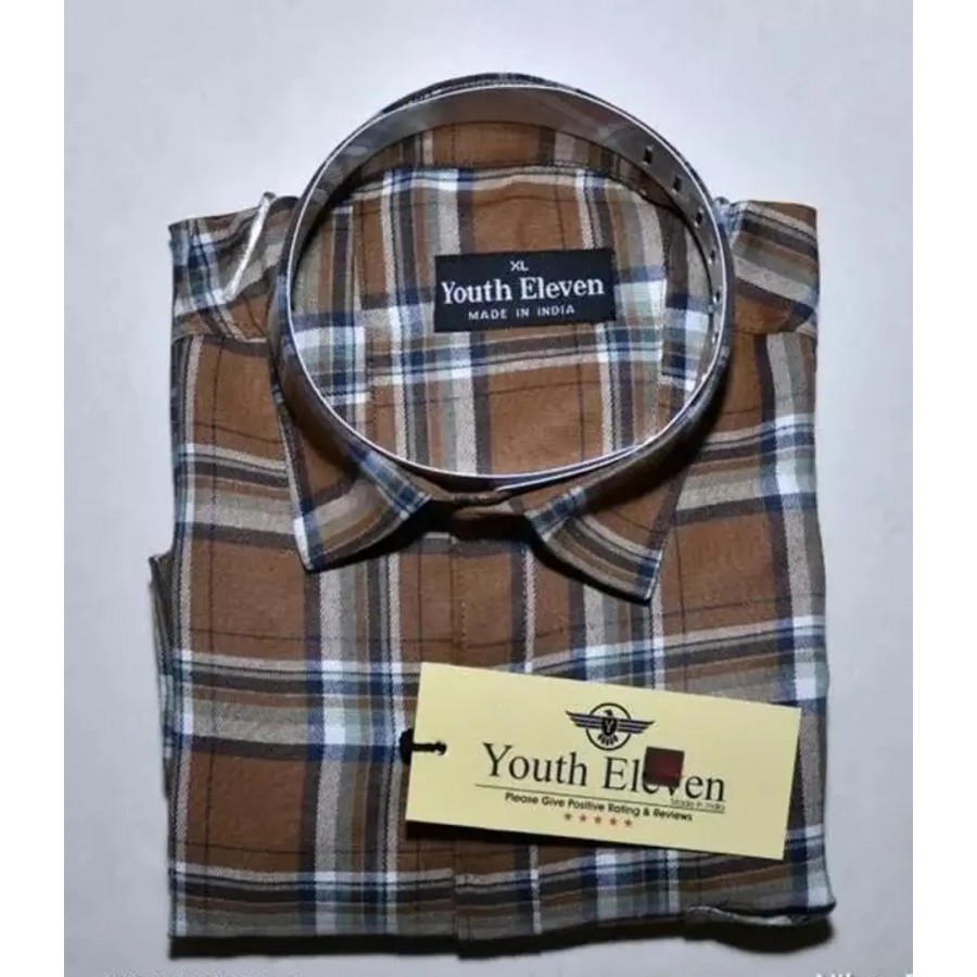 Men Cotton Blend Checked Regular Fit Casual Shirt