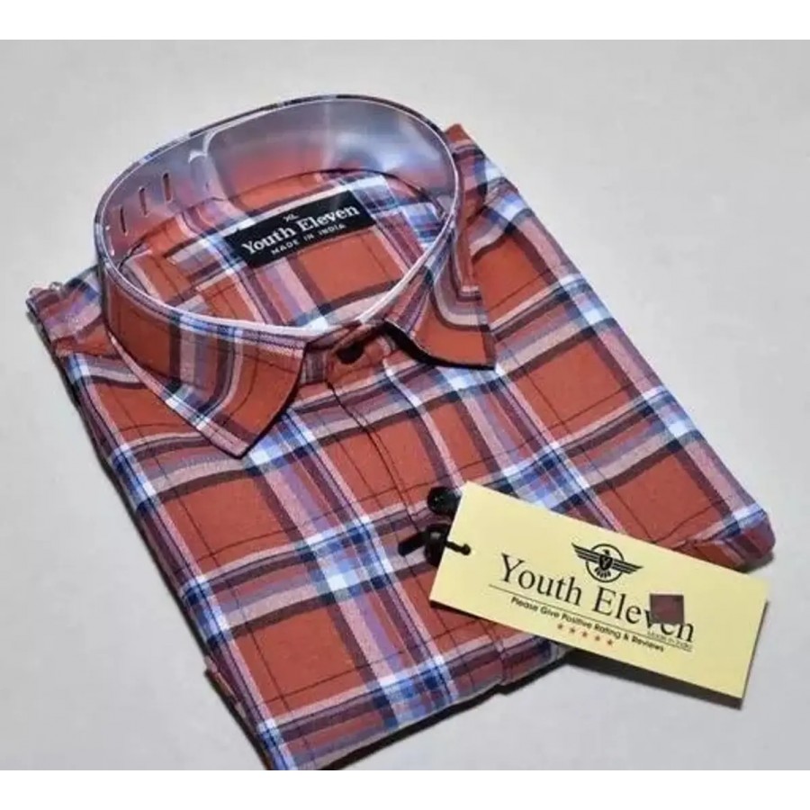 Men Cotton Blend Checked Regular Fit Casual Shirt