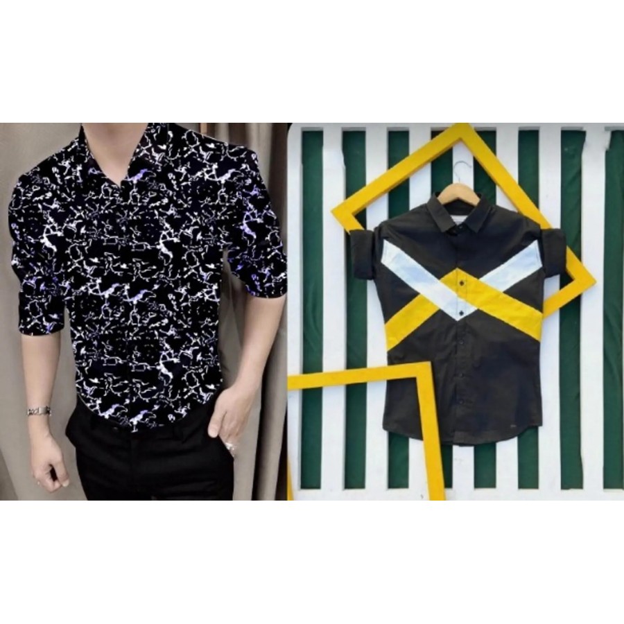 Men Pattern Multi Summer Shirts PACK OF 2