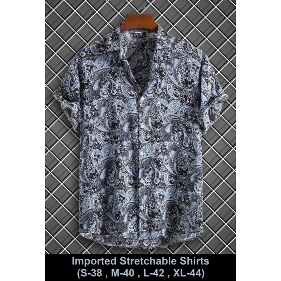 Men Regular Fit Printed Cut Away Collar Casual Shirt