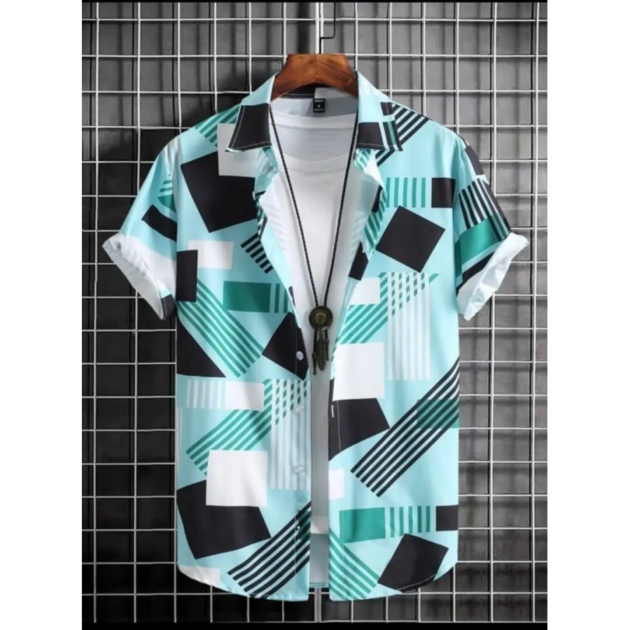 Men Regular Fit Printed Mandarin Collar Casual Shirt