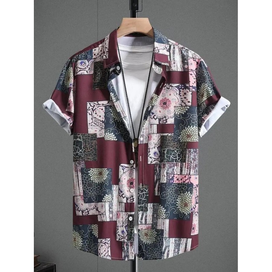 Men Regular Fit Printed Mandarin Collar Casual Shirt