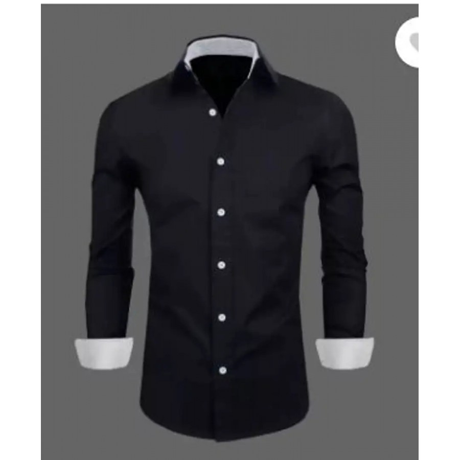 Men Regular Fit Solid Spread Collar Formal Shirt