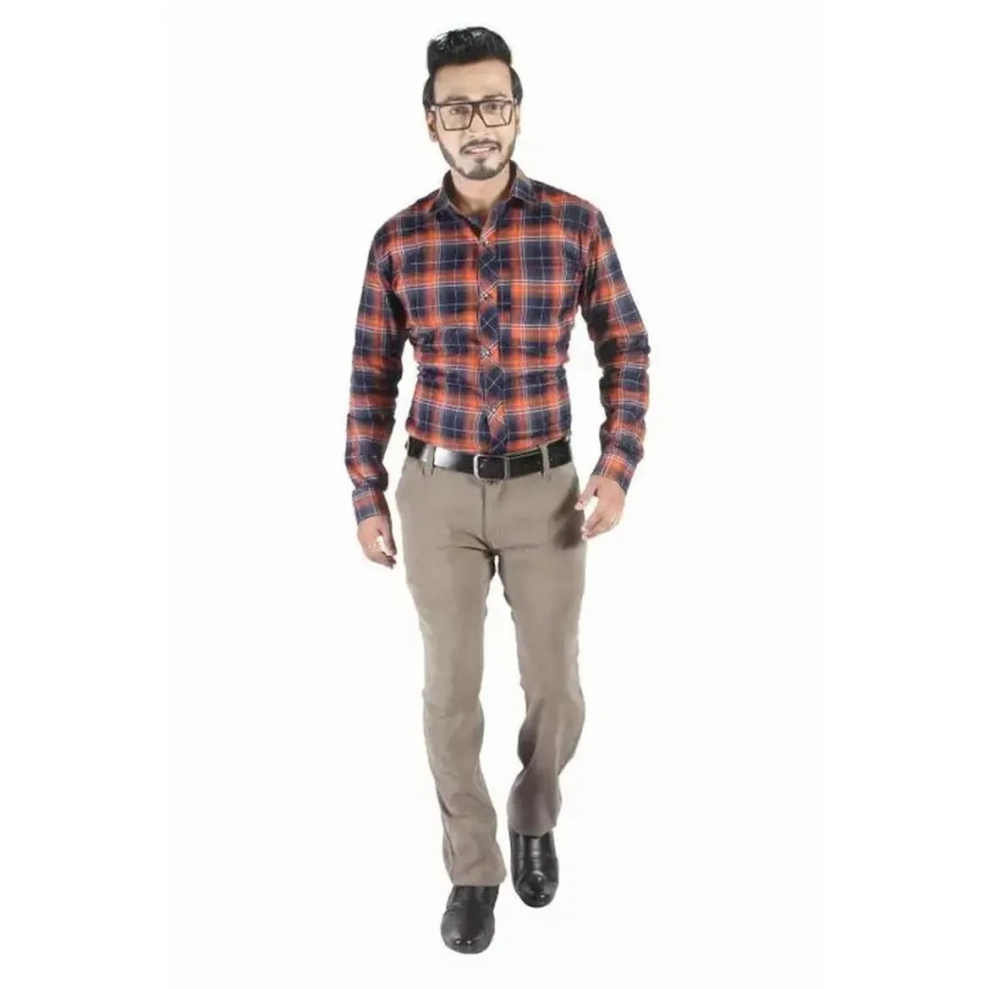 Men Stylish Cotton Checked Regular Fit Casual Shirt