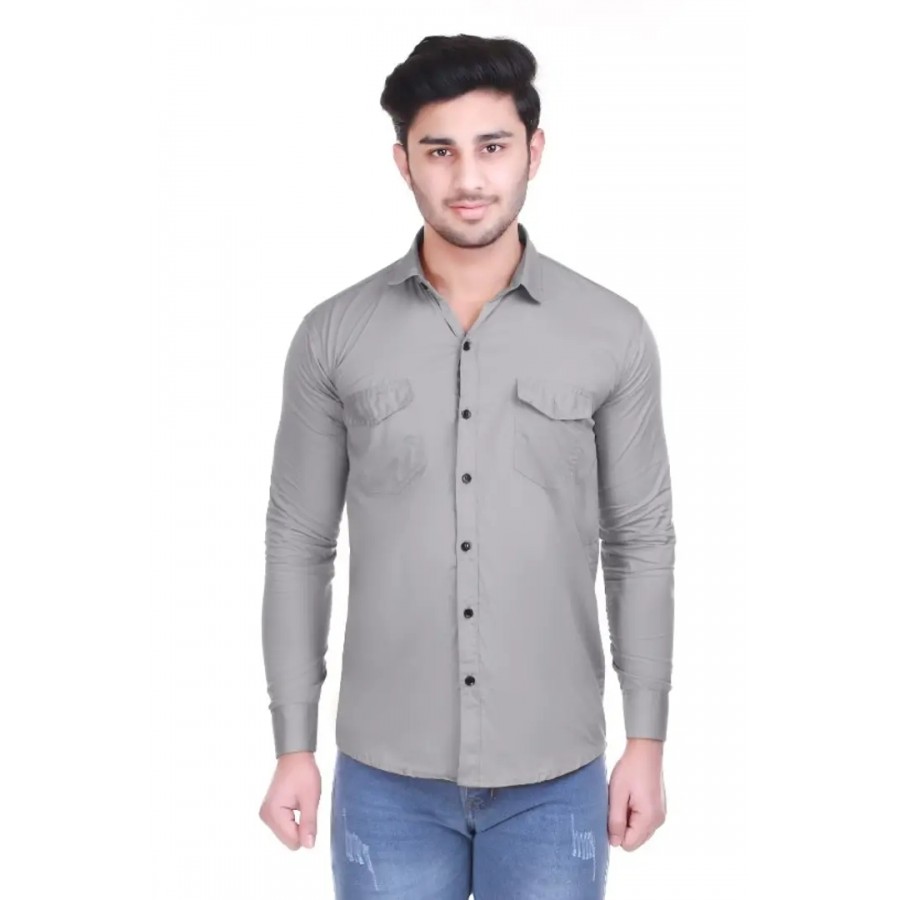 Men Stylish Cotton Solid Casual Shirt