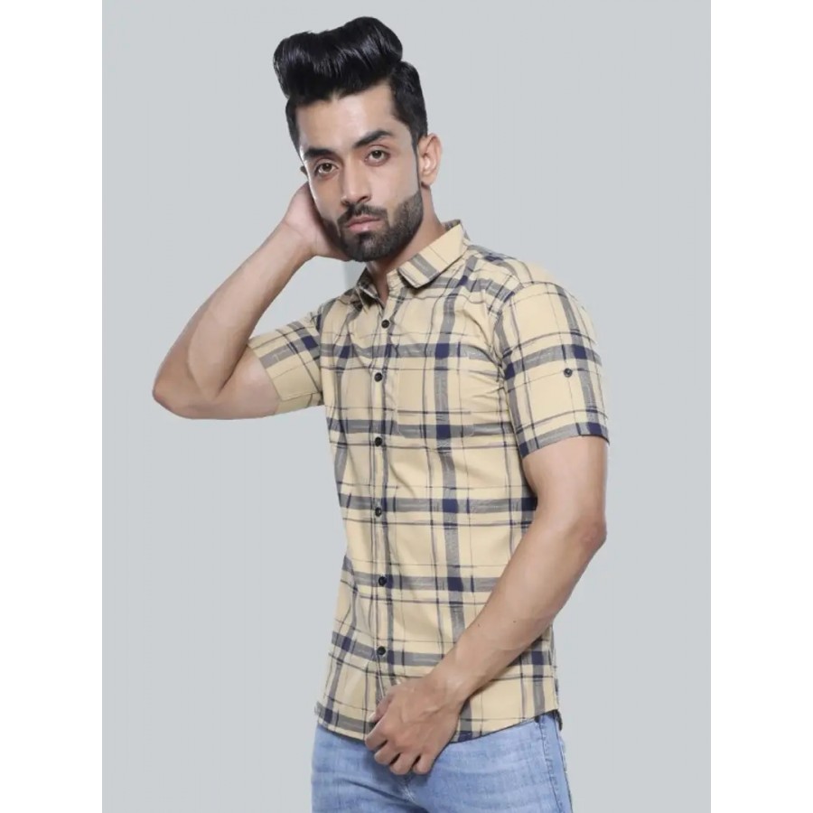 Mens Checkered Casual Half Shirt