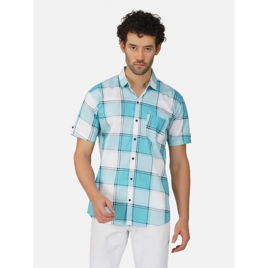 Mens Checkered Casual Half Shirt