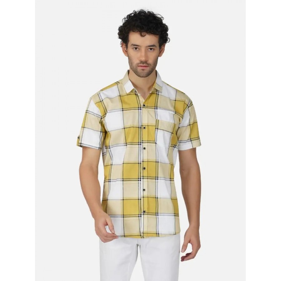 Mens Checkered Casual Half Shirt