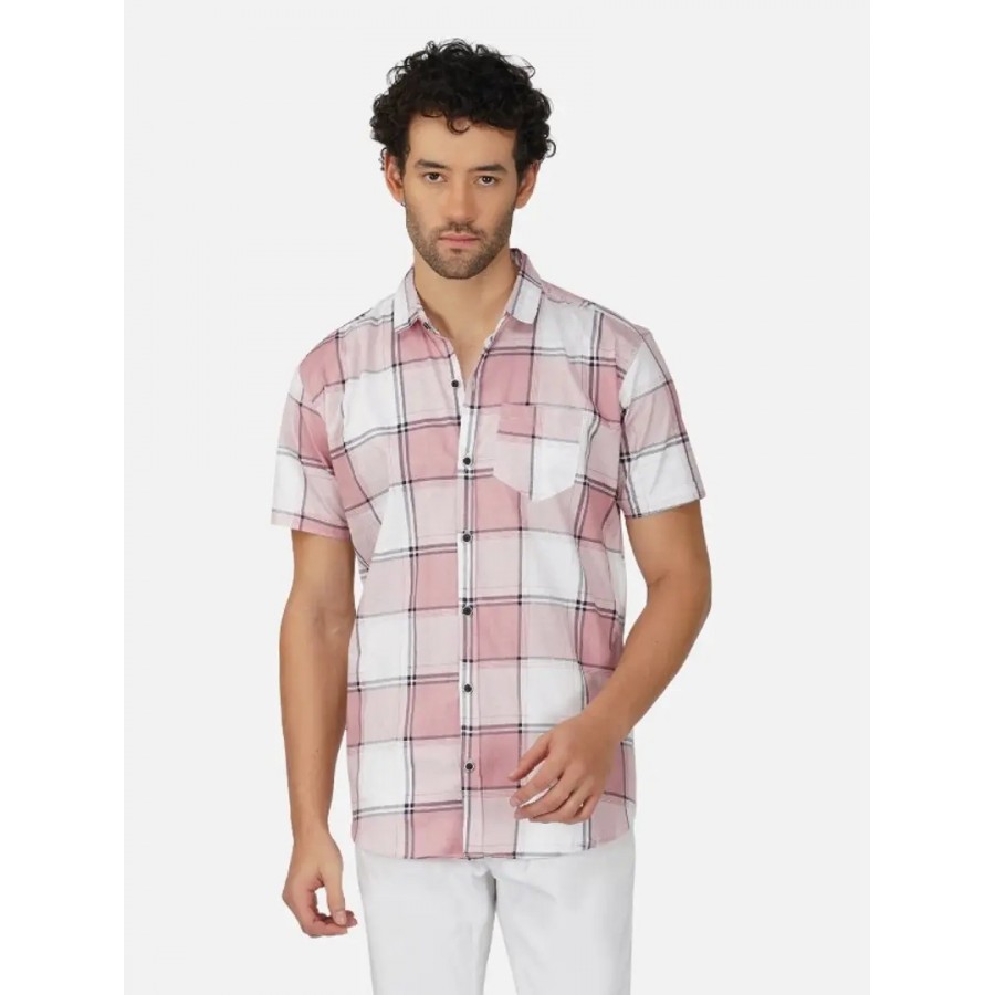 Mens Checkered Casual Half Shirt