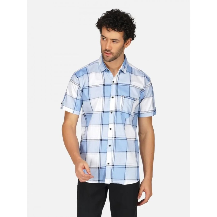 Mens Checkered Casual Half Shirt