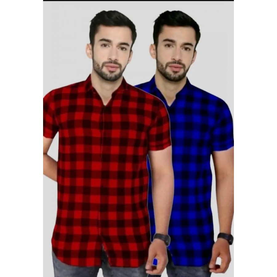 Mens Checkered Slim fit Casual Shirt, Pack of 2