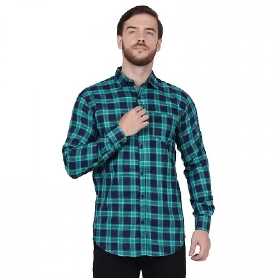 Men's Multicoloured Cotton Checked Long Sleeves Slim Fit Casual Shirt