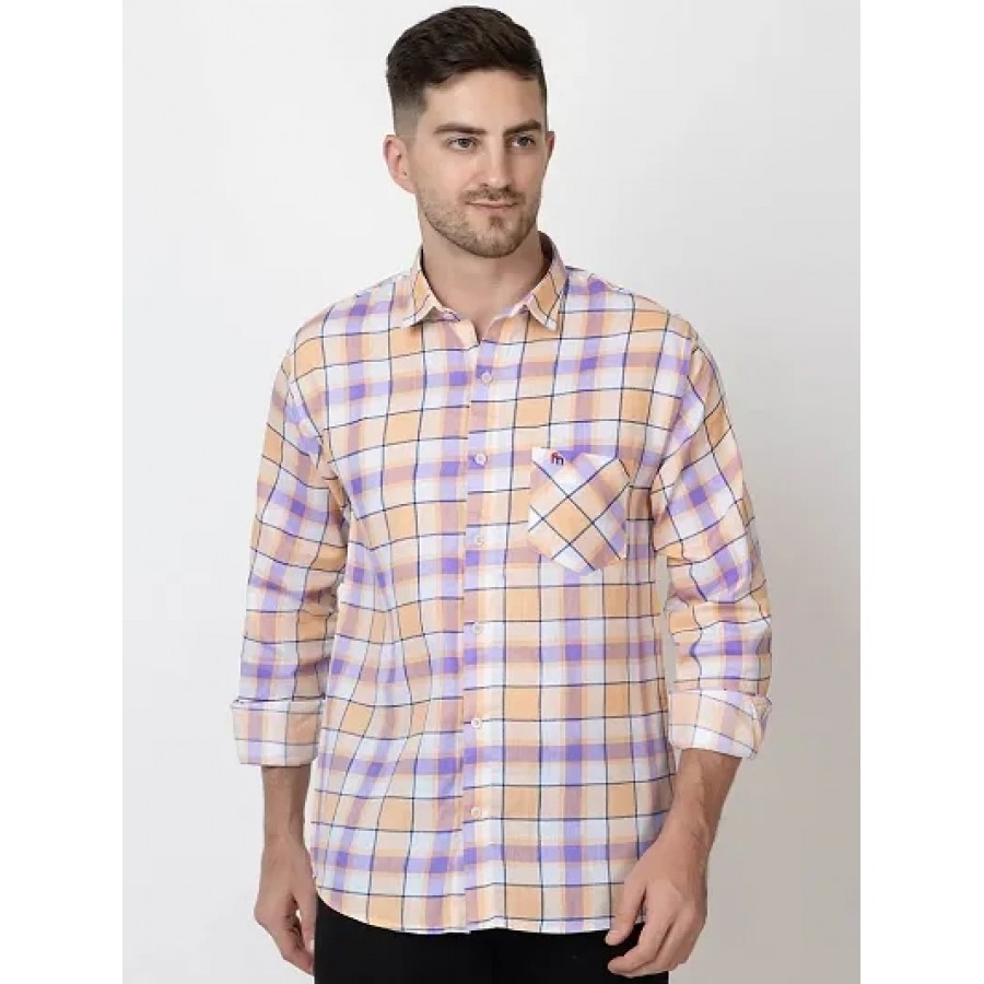 Men's Multicoloured Cotton Long Sleeves Printed Slim Fit Casual Shirt