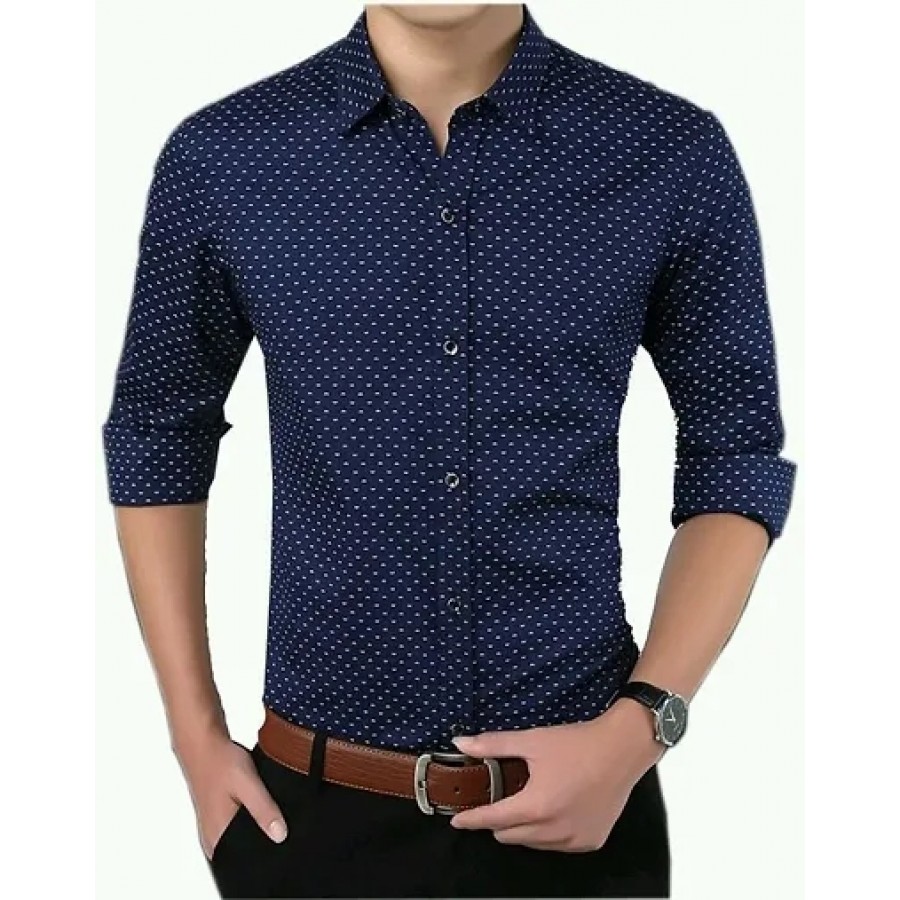 Men's Premium Dotted Long Sleeves Regular Fit Casual Shirts