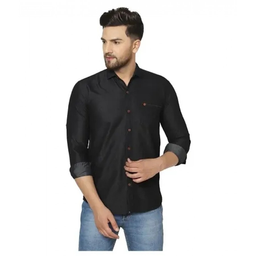 Men's Rayon Solid Long Sleeves Shirt