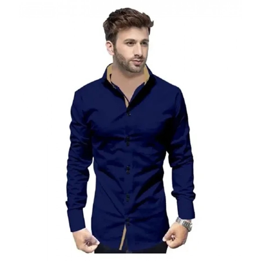 Men's Rayon Solid Long Sleeves Shirt