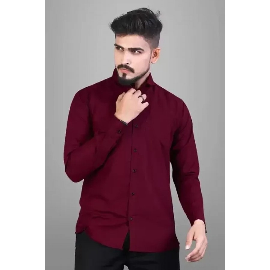 Men's Rayon Solid Long Sleeves Shirt