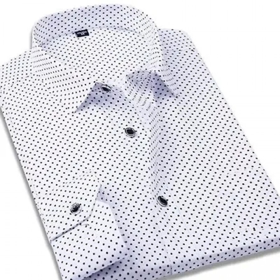 Men's Regular Fit Cotton Dotted Casual Shirts