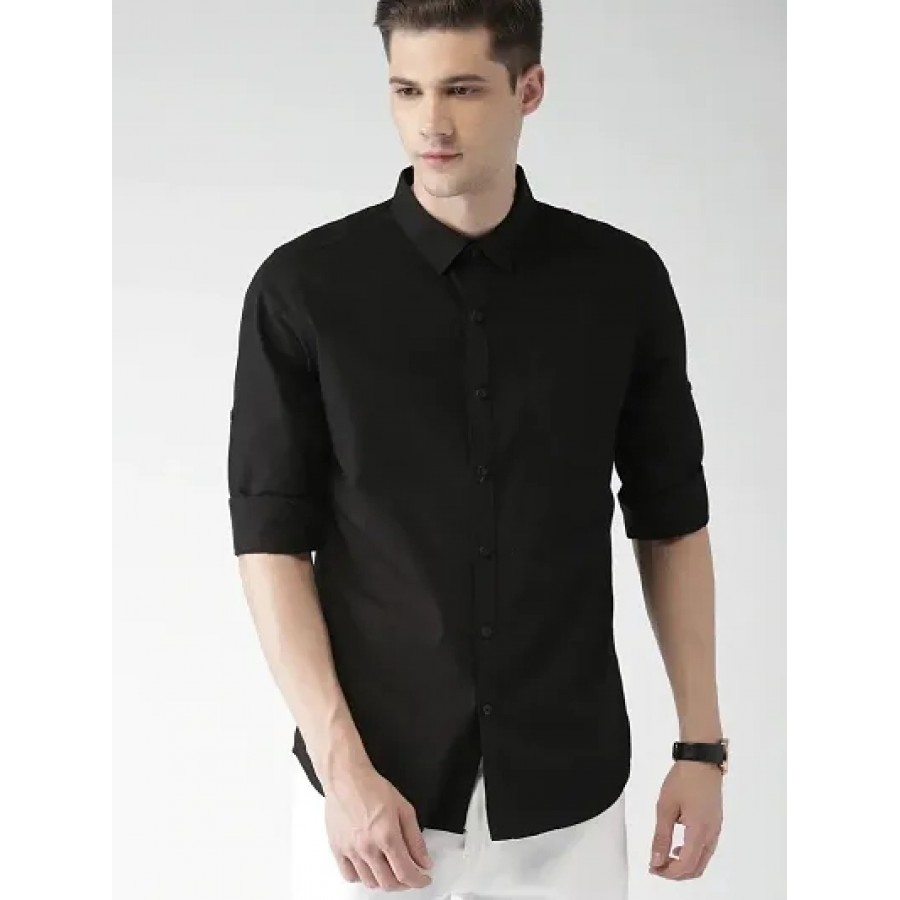 Men's Regular Fit Cotton Plain Casual Shirt