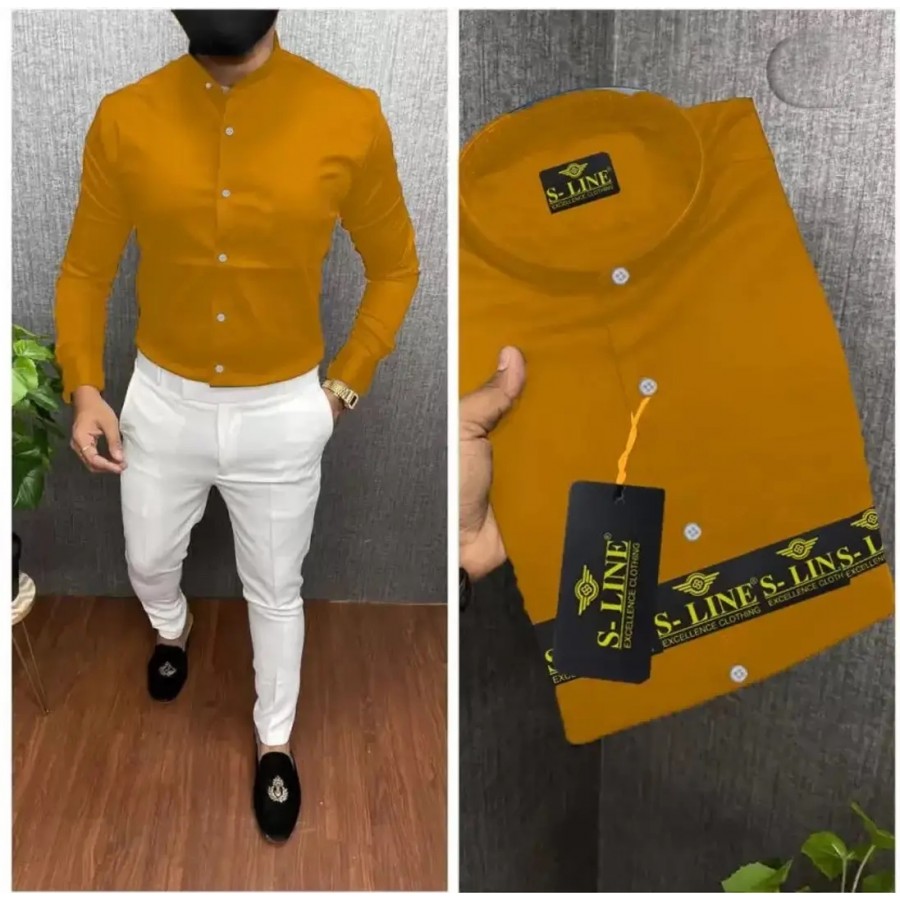 Men's Solid Slim Fit Cotton Casual Shirt