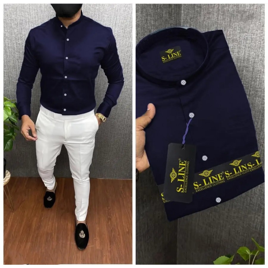 Men's Solid Slim Fit Cotton Casual Shirt