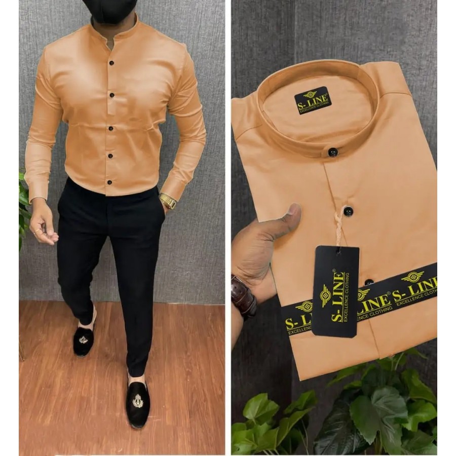 Men's Solid Slim Fit Cotton Casual Shirt