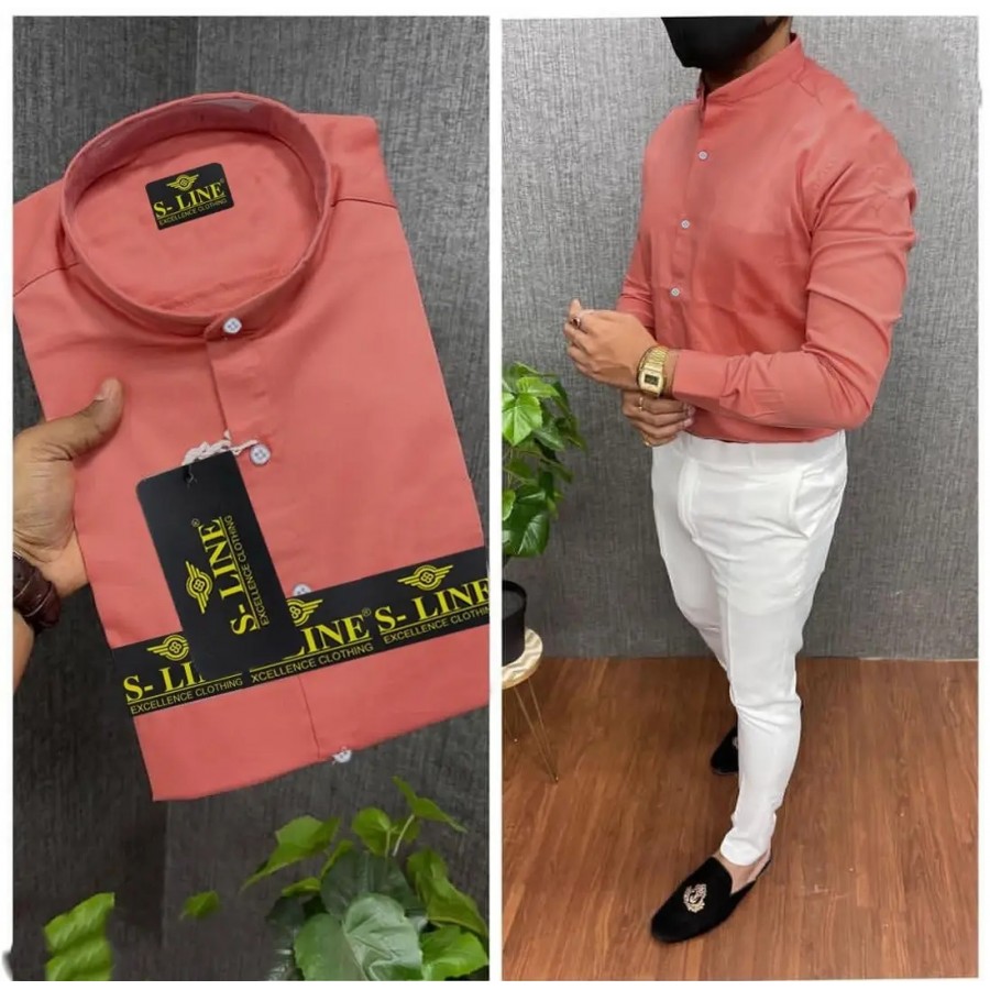 Men's Solid Slim Fit Cotton Casual Shirt