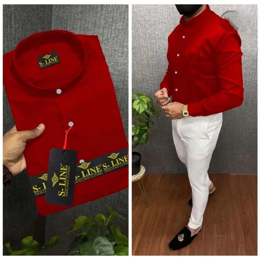 Men's Solid Slim Fit Cotton Casual Shirt