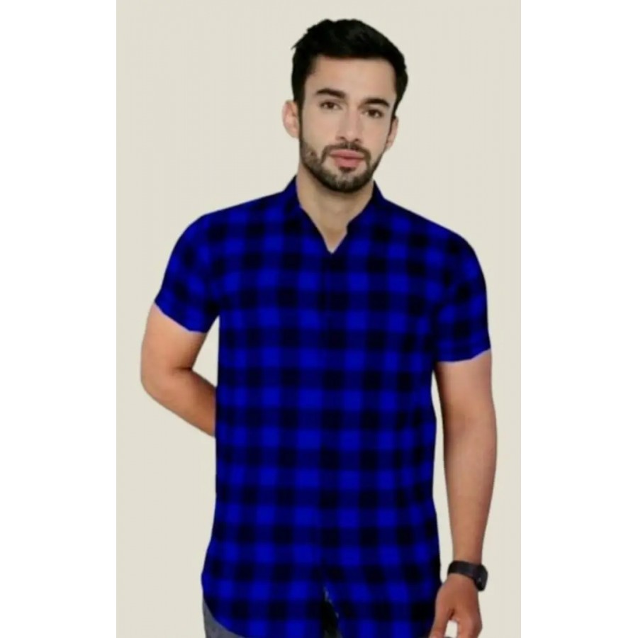 Mens Casual Slim Fit Checked Half Shirt. Pack of 1