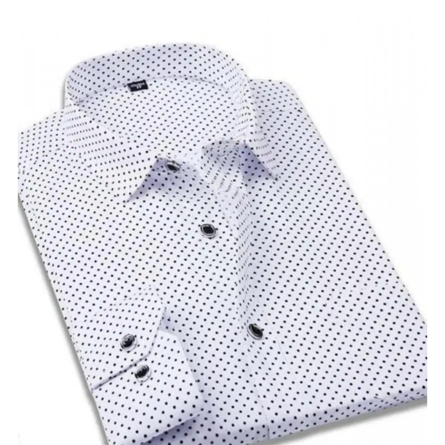 Mens Regular Fit Cotton Dotted Casual Shirts