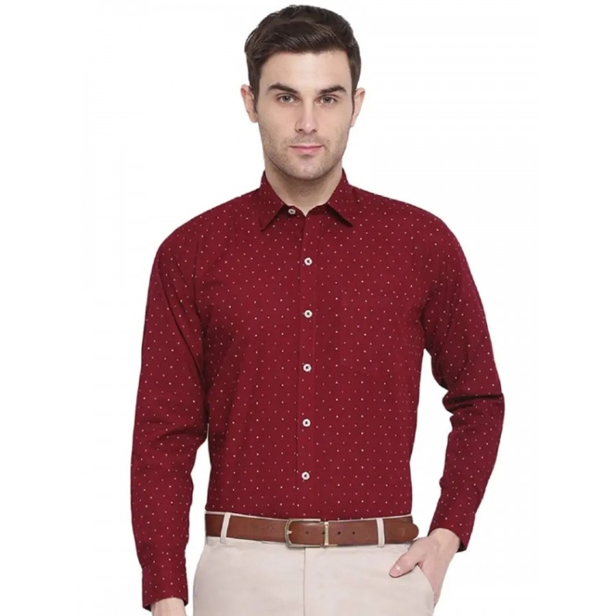 Mens Regular Fit Half Sleeve Cotton Cutway Collar Summer Wear Polka Dot Shirt