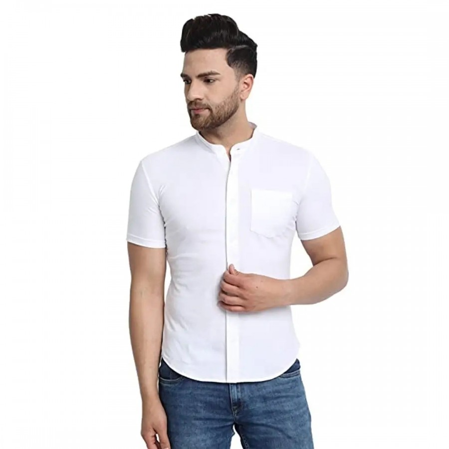 Mens Regular Fit Half Sleeve Cotton Summer Wear Plain Shirt