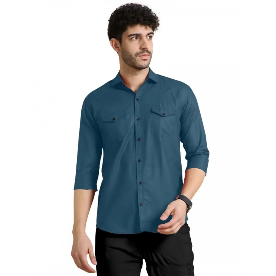 Mens Slim Fit Stylish Full Sleeve Double Pocket Casual Shirts