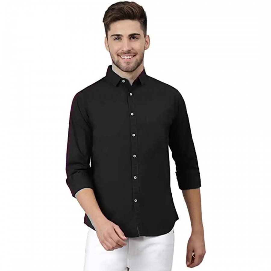 Men's Solid Regular Fit Cotton Casual Full Sleeves Shirt