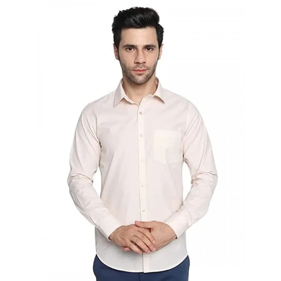 Men's Solid Regular Fit Cotton Casual Full Sleeves Shirt