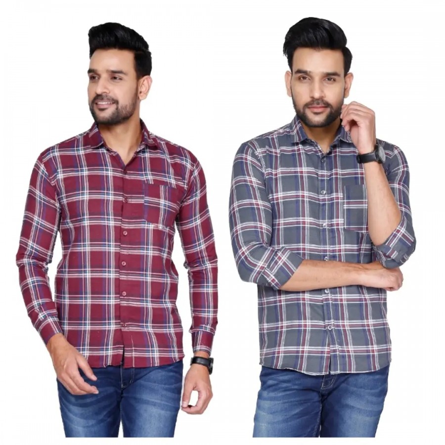 Mens check shirt combo 2pcs